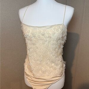 Elegant Cream Floral Women's bodysuit